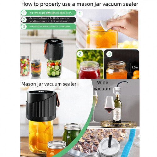 Scelleuse sous vide sans fil pour bocaux Mason, rechargeable, 1