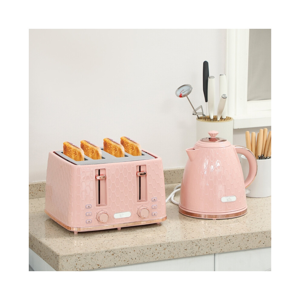 Electric Kettle and 4 Slice Toaster Set 1.7L Capacity 3000W Fast Boil & Adjustable Browning Light Pink Finish-image-OPC-PMYTBRN-NEW