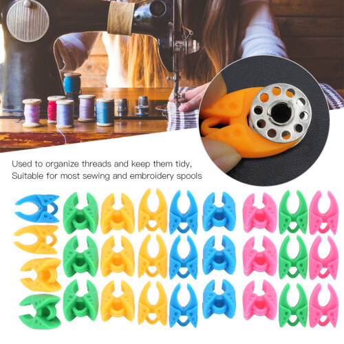 40Pcs Silicone Bobbin Clips Set - Vibrant Sewing Thread Accessories 2