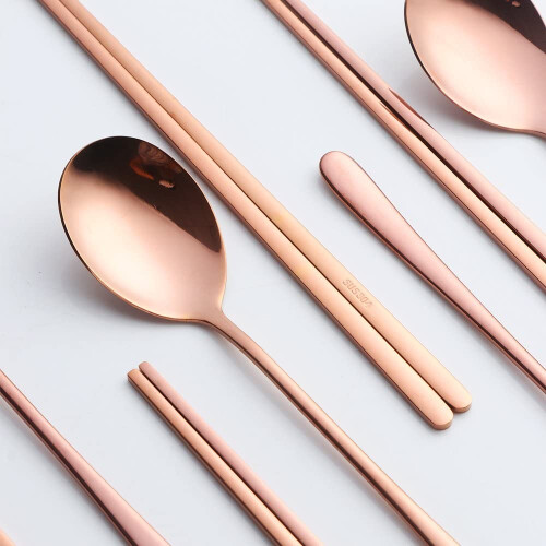 Κορεάτικα chopsticks και κουτάλια από ανοξείδωτο ατσάλι, επαναχρησιμοποιήσιμα 2