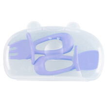 Babylöffel-Set, farbenfrohes Edelstahlbesteck für Kinder ab 6 Monaten, Silikongriff, Kinderbesteck mit tiefer Mulde, ergonomisch, rutschfest,
