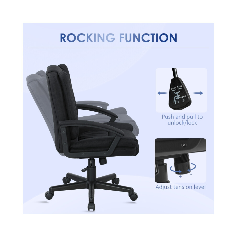 Black Linen-Look Padded Office Chair with Ergonomic Design Adjustable Height for Modern Workplaces-image-OPC-PMYTJDM-NEW