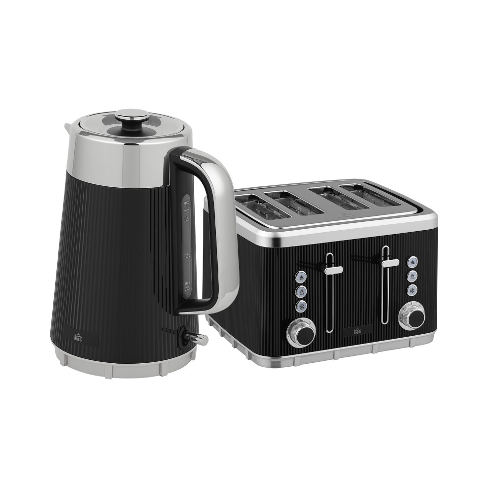 Electric Kettle & Toaster Combo 3000W Stainless Steel 1.7L Fast Boil Limescale Filter 4-Slice Toaster Cool Touch Black-image-OPC-PMYTJKH-NEW