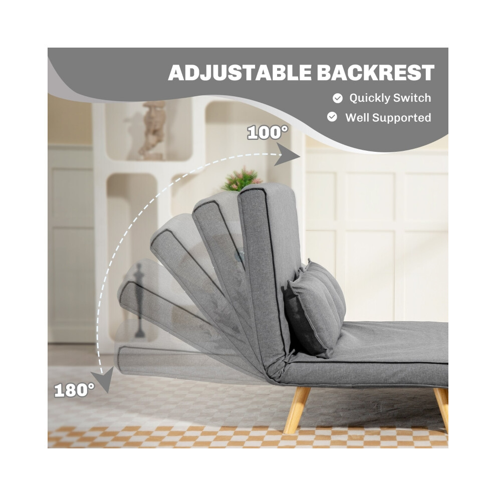 Linen-Look Grey Two-Seater Sofa Bed with Easy Fold-Out Bed Feature for Compact Living Spaces 150cm-image-OPC-PMYTK58-NEW