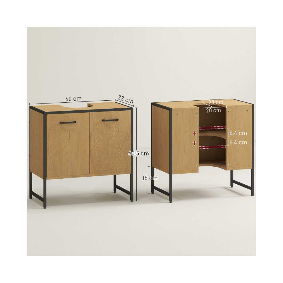 Bathroom Vanity Unit Natural Wood with Soft-Close Doors - Under Sink Storage Cabinet for Basin without or with Pedestal HOMCOM-image-OPC-PMYTKM8-NEW