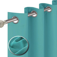 (Teal Blue, 90" Width x 54" Drop) Premium Ready Made Eyelet Blackout Curtain - Energy Saving Thermal Insulation - Sleek Ring Top Design - Free T