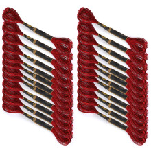 24Pcs Glossy Red CrossStitch Floss Cotton Thread for Embroidery & Craft