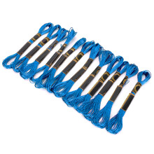 24Pcs Blue Cross-Stitch Embroidery Thread, 8m/Skein, Glossy Cotton Floss