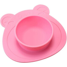 Søt bjørneformet silikon babyplate, sklisikker sugekopp som festes sikkert til enhver flat overflate for babyledet avvenning