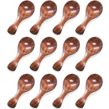 Cucharas de madera compactas y portátiles hechas a mano, ligeras y resistentes, de material de madera natural. Cucharas pequeñas para salsas,