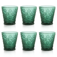 Design vintage aliado à funcionalidade moderna: conjunto de copos de 250ml/8,5oz com estampa retrô de margaridas, na cor verde-escura, ideais para