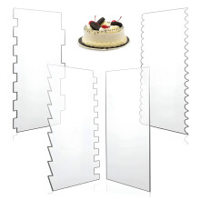 11Design Textures, transparentes Acryl-Kuchenschaber-Set für kunstvolle Kuchendekoration, langlebig und lebensmittelecht, griffloses Design für