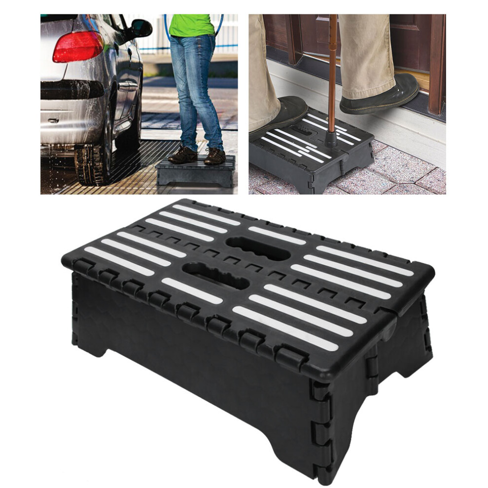Green Foldable Outdoor Step Stool Nonslip For Elderly 8 Inch Compact