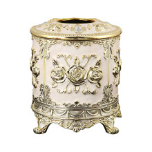 Porte-mouchoirs rond de conception de Rose de finition-or blanc