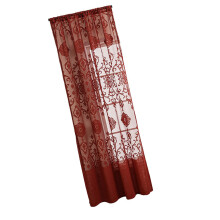 Semi Sheer Window Panel Light Filtering Flower- red 100x250cm