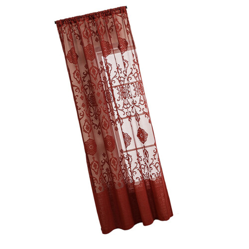Semi Sheer Window Panel Light Filtering Flower- red 100x250cm