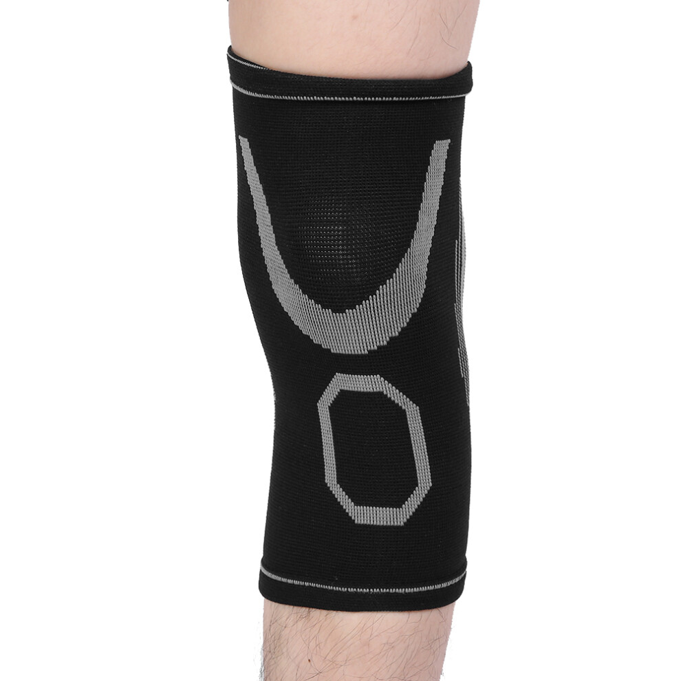 2Pcs Kids Knee Pads Nylon Elastic Breathable Protector Gris Noir 13X24cm 9361361157729