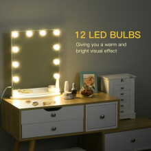 Makeup Vanity Mirror with Lights Hollywood Style 12 Dimmable LED Bulbs USB Power White Dressing Mirror