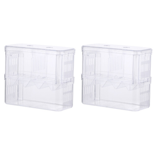 2Stk Transparente DoppelFunktion Schlupfbox Betta Zierfisch Lebensraum 1