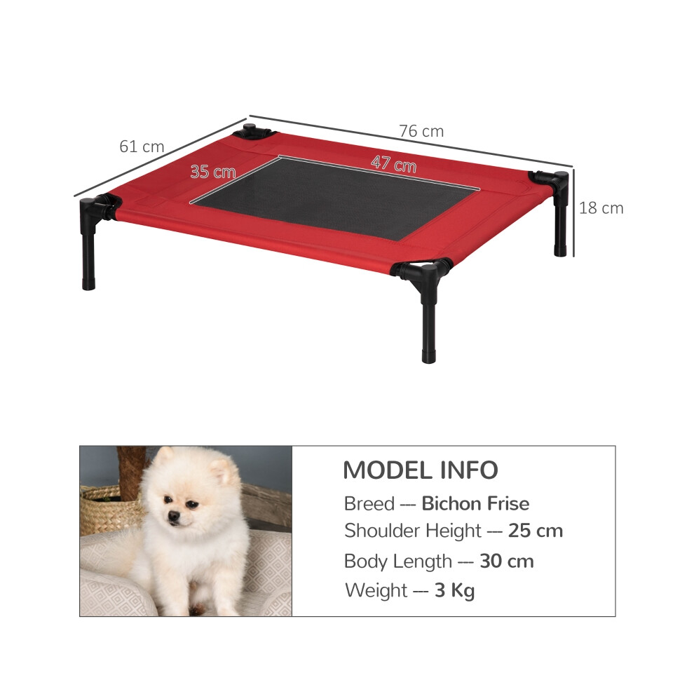 Raised Dog Bed Cat Bed Elevated Portable Camping Bed with Metal Frame Black and Red (Medium) for Outdoor & Indoor Use-image-OPC-PMYVJDZ-NEW
