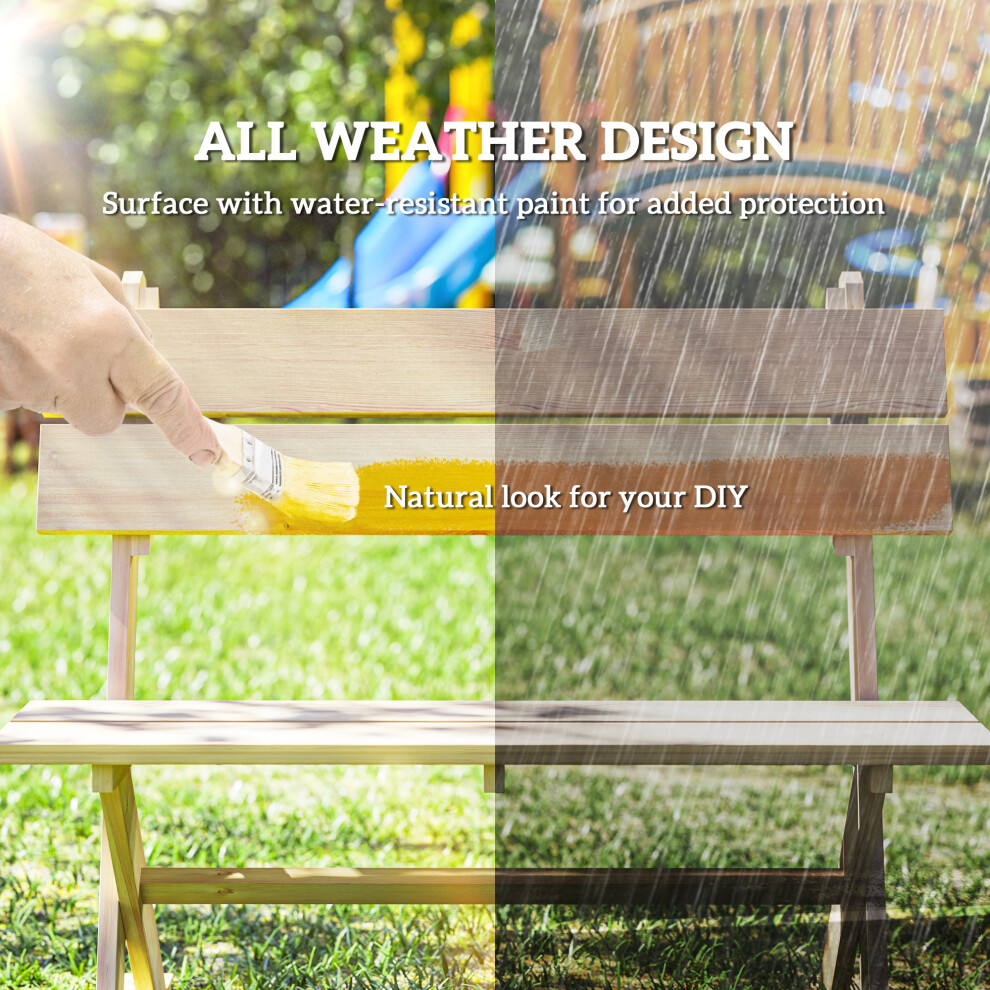 Outdoor Wooden Garden Bench for Patio & Park 2 Seater Fir Wood with Slatted Seat Sloping Back & Wide Feet - Natural Finish-image-OPC-PMYVSYW-NEW