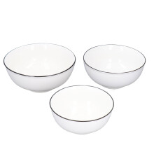 Grote keramische serveerschalen, hittebestendig, magnetronbestendig en vaatwasmachinebestendig. Set van 3 elegante witte soep-, salade- en
