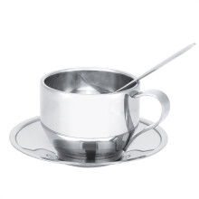 Espressotassen, Edelstahl-Kaffeebecher, doppelwandig isoliert, Cappuccino-Tassen, Tassen- und Untertassenset, tolles Design, spülmaschinenfest,