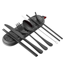 Tragbares Edelstahl-Besteck für Outdoor-Abenteuer, Reisebesteck-Set, wiederverwendbares Besteck, umweltfreundlich und spülmaschinenfest, ergonomisch