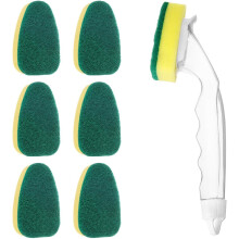 Cabeças de esponja de substituição resistentes para cozinha que não riscam, refil para escova de lavar louça com escovas à prova de vazamentos,