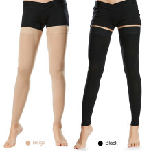 Damen Herren Oberschenkel-Kompressionsstrümpfe 20-30mmHg bei Varikosis Schwarz Beige