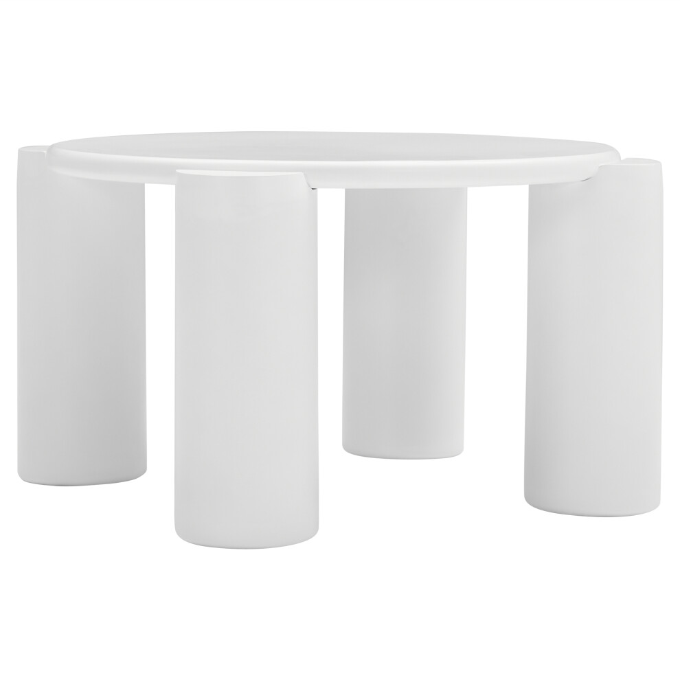 Round Wooden White Coffee Table with 4 Legs Cute Modern Tea Table Perfect for Living Room Bedroom Apartment Farmhouse Decor-image-OPC-PMYVYN2-NEW