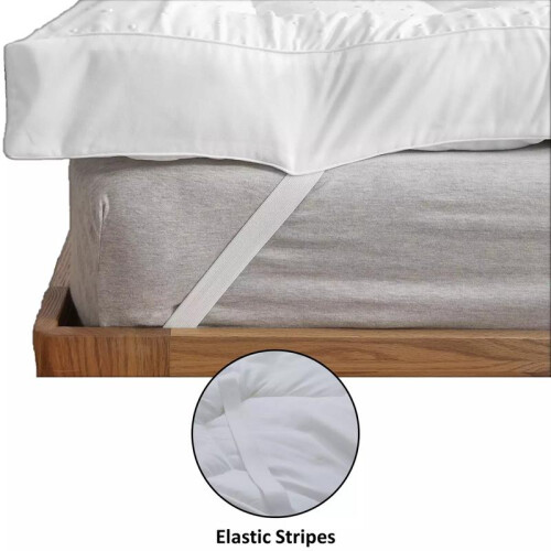 (4 FT Small Double) 3D Bubble Microfiber Luxury Mattress Topper , 5cm Deep, Extra Soft, Thick Box Shape with Elastic Corners for 2