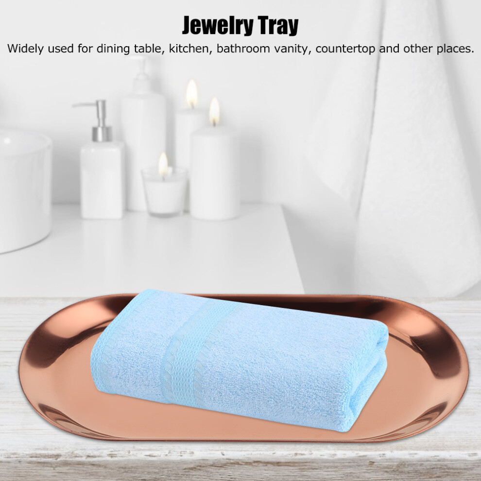 Oval Stainless Steel Towel and Jewelry Tray Set 5pcs Rose Gold Finish-image-OPC-PMYW285-NEW