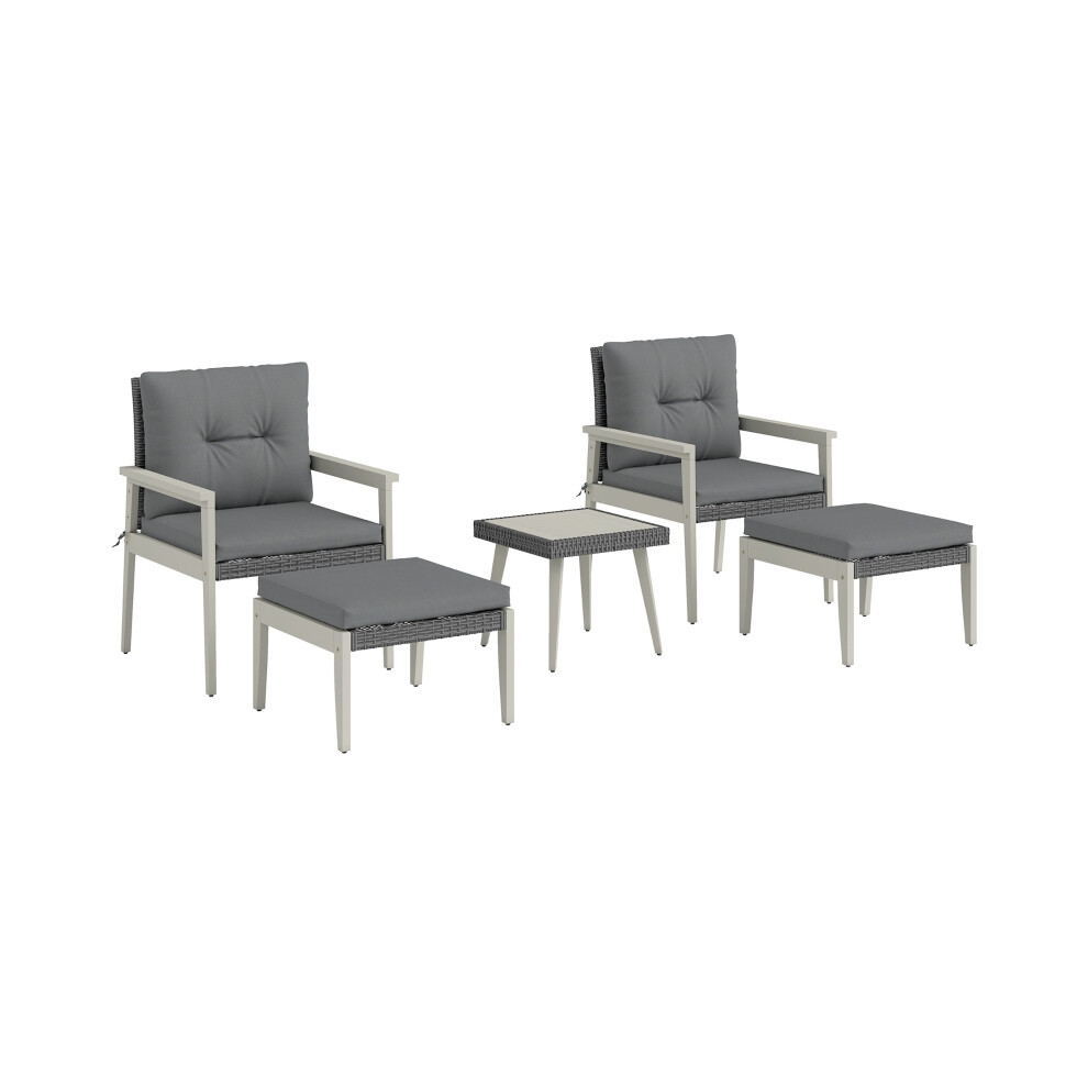 Grey Rattan Patio Table and Chair Set 5-Piece Garden Furniture with Wood-Top in Durable Outdoor Material-image-OPC-PMYW2TF-NEW