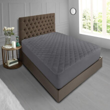 (Charcoal, Cot Bed: 70 x 140 cm (15cm Deep)) Luxury Quilted Mattress Protector - Anti-Allergy Fitted Bed Cover, Charcoal (All UK Sizes)