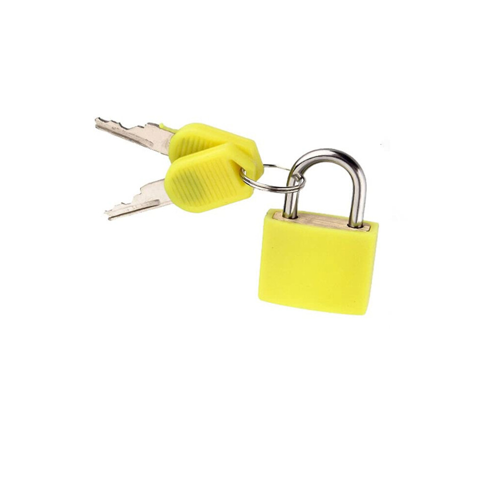 Multicolor Small Brass Padlocks Plastic Padlock With 2 Keys For Toolbox Bag Luggage Diary(Yellow) 9339159232101