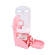 Leakproof Automatic Pet Water Dispenser for Hamsters Pigs Dogs Cats with Screw Mount Cage Bottle Plastic Water Feeder for Animals Easy Install Pink