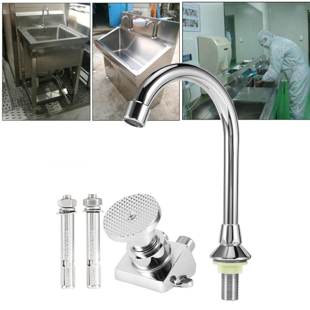 G1/2In Copper Floor Mount Foot Pedal Basin Faucet Set Â Silver, 21.5X16.5x8cm 9411361192203