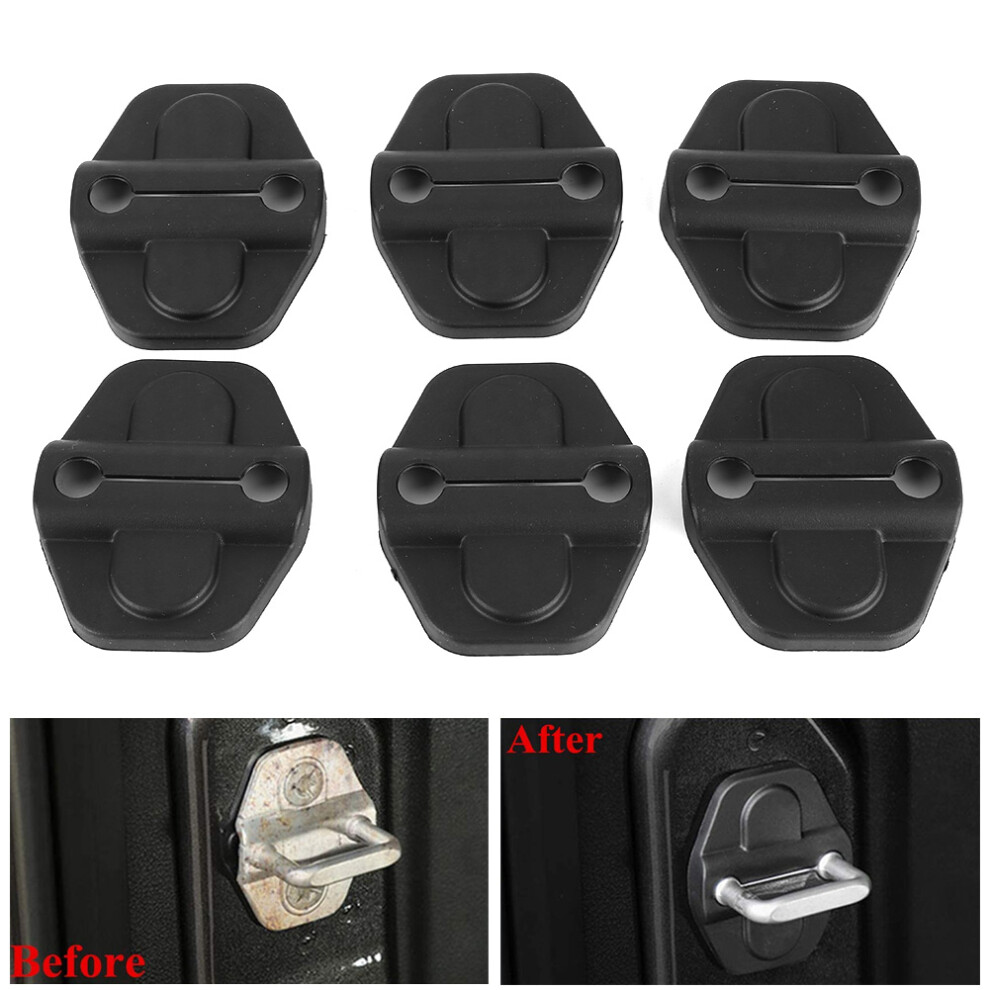 Jeep Gladiator Jt Door Lock Buckle Protection Trim Cover 6Pcs Black 9301361192955