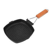 Indispensable Kitchen Essential, Non-Stick Griddle Pan With Foldable Beech Wood Handle, Die Cast Aluminum Build For Even Heat Distribution, Energy Eff