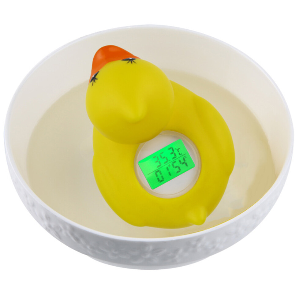Baby Bath Water Thermometer With Floating Rubber Duck, 0-60C, Timer, Blue/Yellow