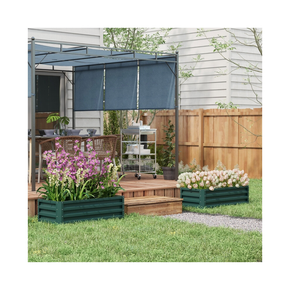 Outdoor Steel Planter Boxes Set of Two 110 x 65cm - Green Metal Garden Plant Containers - Robust and Weather-Resistant-image-OPC-PMYWCQF-NEW