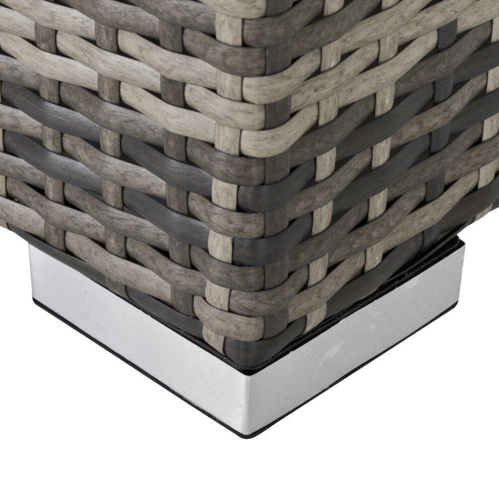 Dark Grey Square PE Wicker Rattan Table with Glass Surface - Durable Outdoor Patio Furniture-image-OPC-PMYWHB6-NEW