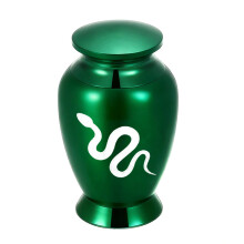 Snake Pattern Waterproof Pet Memorial Urn Aluminum Alloy-Green