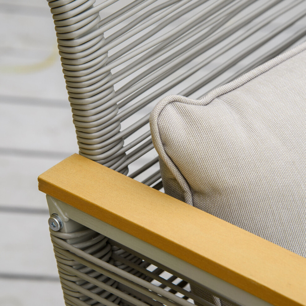 Outdoor Patio Rattan Garden Furniture Set - Outsunny 4 Pieces Grey Weather-Resistant Wicker Lounge & Dining Set for Garden-image-OPC-PMYWY2J-NEW