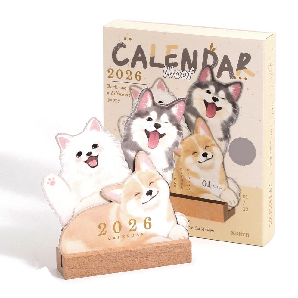 (type1) Cat Desk Calendar 2026 Edition Robust Base Showcasing Unique Cat Dog-image-OPC-PMYXFBC-NEW