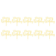 Decorazione per torta di compleanno in acrilico con scritta artistica color oro specchio, inserti riutilizzabili per torte e cupcake, ideale per