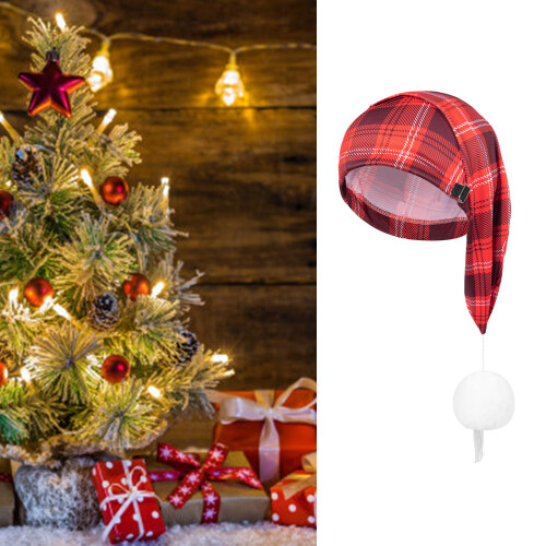 Karierte Weihnachtsmannmütze, verdickte Plaids für-hellgrau 2