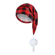Festive Christmas Headwear Cap Thicken Plaids for New-Claret