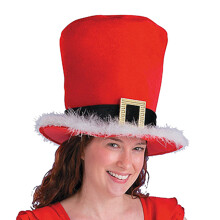Feestelijke kerstmuts met witte rand voor vakantiefeesten-Rood